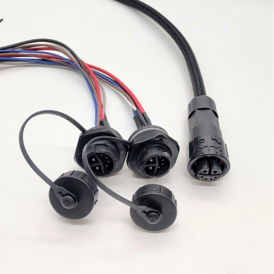 M16 2+4PINS push lock IP67 waterproof female cable connector with cable for lcd led display module