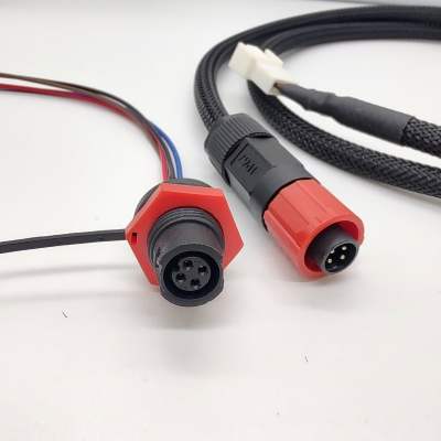 M12 4PINS push lock IP67 waterproof male cable connector with cable for lcd led display module